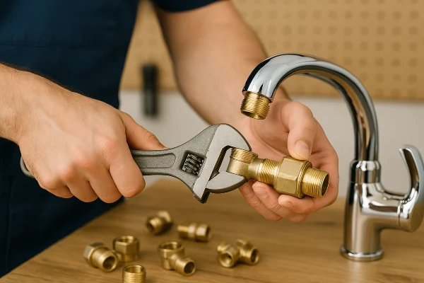 a male plumber installing a toilet from Quality Plumber Leander in Leander, TX Plumber near me